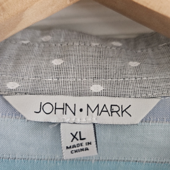 NWT John Mark Mixed Media Polka Dot Boho Embroidered Floral Detailed Shirt XL - Picture 4 of 9